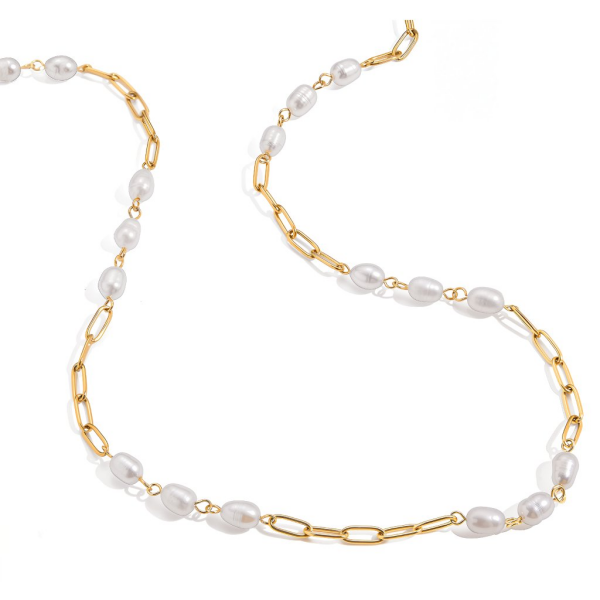 ELENYS Nacre Link – pozlacený náhrdelník 18K žluté zlato Délka: 61 cm