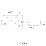 CERANO - Umývátko keramické - nástěnné i na desku - Tropea - bílá lesklá - 45,5x27,5 CER-680346