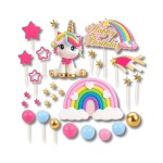 Dortisimo Zápich do dortu Jednorožec s duhou a s koulemi (19 ks)