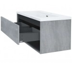 Kielle - Meara Skříňka s umyvadlem 90 cm, beton/matná černá 50026S905