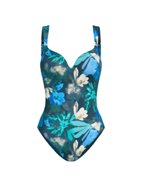 Dámské jednodílné plavky Summer Fleur OWP - Triumph tmavá kombinace tyrkysové (M025) 040D