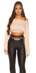 Sexy KouCla Šifon Latina Crop Top netopýří rukávy BEIGE S