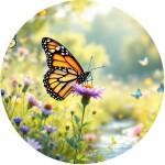 Obrázek Jedlý papír na dort Motýlek na louce