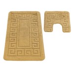 DumDekorace Dvoudílná koupelnová sada MONTANA ETHNIC v šafránově žluté barvě Šířka: 50 cm | Délka: 80 cm