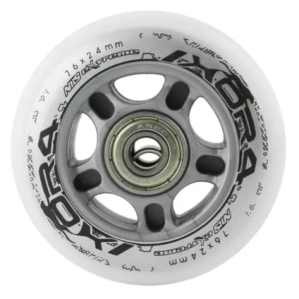 NILS Extreme Sestava bílých PU koleček 76x24 + ložiska ABEC7 (5907695515893)