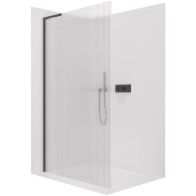 CERANO Sprchová zástěna Walk-in Onyx L-levá vzpěra - 8 mm - černá matná, rýhované sklo - 110x200 cm