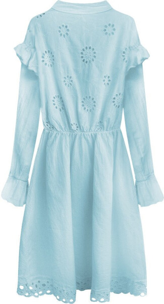 Světle modré bavlněné dámské šaty s výšivkou model 7274562 - MADE IN ITALY Barva: odcienie niebieskiego, Velikost: ONE SIZE