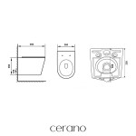 CERANO - WC závěsné Hugo, Vortex - vírové splachování + Slim/SoftClose sedátko - bílá lesklá - 53,5x36 CER-680363