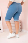 Dámské bavlněné šortky Plus Size s vázáním světlý denim XL