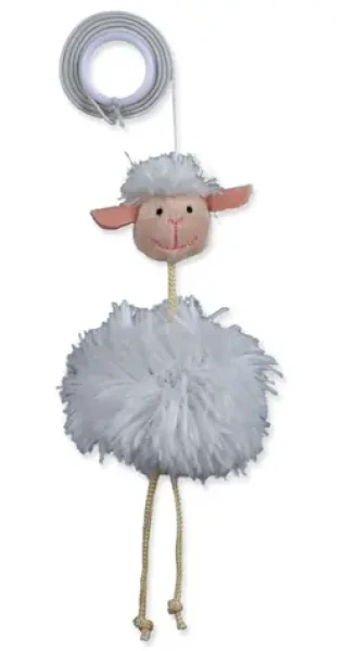 TRIXIE Plyšová hračka ovečka na gumičce bílá / Hračka pro kočky / catnip / 20 cm (G13-45560)