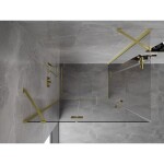 MEXEN/S - Mist H Duo sprchový kout dveře křídlové 90 x 75, transparent, zlato kartáčovaná 8A5-090L-075P-55-00