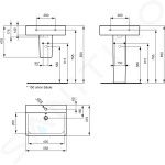 IDEAL STANDARD - Connect Space Umyvadlo Cube 550x375x175 mm, s přepadem, otvor pro baterii, bílá E714001