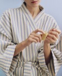 HAY Župan Waffle Stripe Dusty Blue, béžová barva, textil