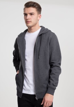 Basic Zip Hoody dřevěné uhlí