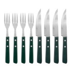 Nicolas Vahé Sada příborů z nerezové oceli Steak Green – set 8 ks, zelená barva, dřevo, kov