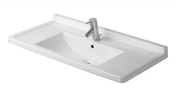 DURAVIT - Starck 3 Umyvadlo 85x49 cm, s přepadem, s otvorem pro baterii, WonderGliss, bílá 03048000001