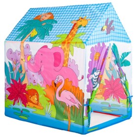 Stan teepee, dětský stan do pokoje i na zahradu - barevný motiv zoo