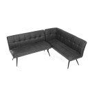 Lavice rohová, šedá látka v dekoru broušené kůže, černý kov