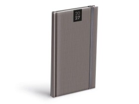 Týdenní diář 2027 MFP 90x170mm T806 PU s gumkou šedý
