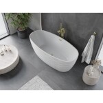 MEXEN/S - Olea volně stojící vana vzor 170 x 80, bílá, sifon a přepad zlatá kartáčovaná 52821708000-55
