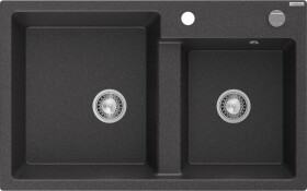 MEXEN - Tomas granitový dřez 2-bowl 800x500 mm,černá kropenatý, sifon chrom 6516802000-76