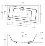 HOPA - Asymetrická vana ASTI - Nožičky k vaně - Bez nožiček, Rozměr vany - 150 × 90 cm, Způsob provedení - Pravé VANAST15P