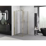 MEXEN/S - Exo sprchový kout skládací dveře 75 x 75, transparent, zlato 816-075-075-50-00