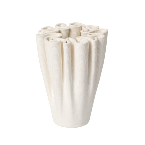 Ferm Living Kameninová váza Dedali Off-white Small, bílá barva, keramika