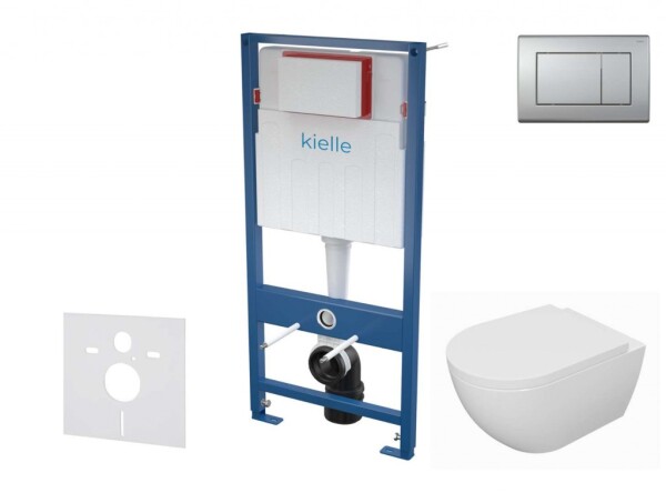 Kielle - Genesis Set předstěnové instalace, klozetu Oudee, sedátka softclose a tlačítka Gemini III, matný chrom 30505SS63