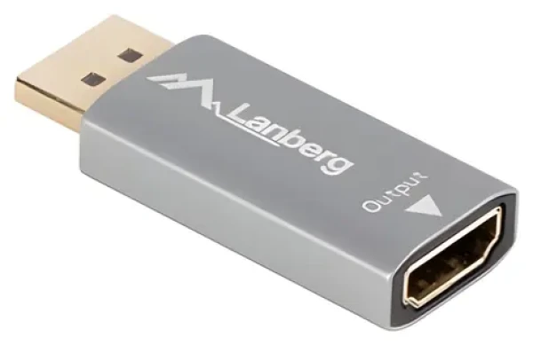 Lanberg stříbrná / Redukce / DisplayPort (M) na HDMI (F) / 8K (AD-DP-HD-03)