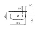 Umyvadlo na desku VitrA Shift 50x25 cm otvor pro baterii vpravo 7070-003-0921 7070-003-0921