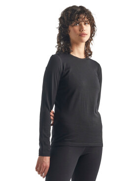 Dámské merino tričko s dlouhým rukávem ICEBREAKER Wmns 200 Oasis LS Crewe, Black velikost: XXL