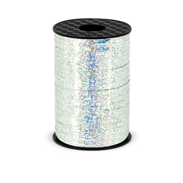 Stuha stříbrná holografická 5mm/225m - PartyDeco