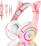 ONIKUMA K9 růžová / Herní sluchátka / RGB / mikrofón / USB (K9P RGB 3.5mm)