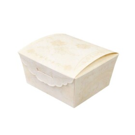 Dortisimo Svatební krabička na výslužku bílá s perleťovým vzorem Květiny (7,4 x 7,4 x 3,6 cm)