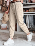 Dámské kalhoty chinos s páskem RELCIX lUY2585 béžové - FashionStreet L
