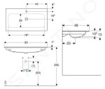 GEBERIT - iCon Umyvadlo nábytkové 900x480x130 mm, bez přepadu, s otvorem pro baterii, KeraTect, bílá 501.845.00.2