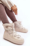Dámské boty do sněhu na platformě se šněrováním béžové barvě