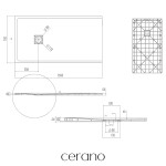 CERANO - Sprchová vanička obdélníková Pablo - SMC/minerální kompozit - strukturovaná šedá - 130x70x3 CER-481288