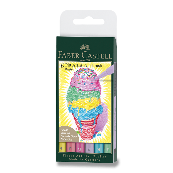Popisovač Faber-Castell Pitt Artist Pen Brush 6 ks, pastelové barvy