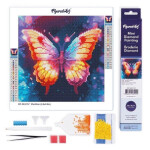 Mini diamantové malování - Třpytivý motýl (bez rámu, 25 x 25 cm)