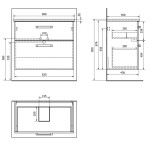 AQUALINE - VEGA umyvadlová skříňka 82x67,6x43,6cm, 2xzásuvka, bílá VG083