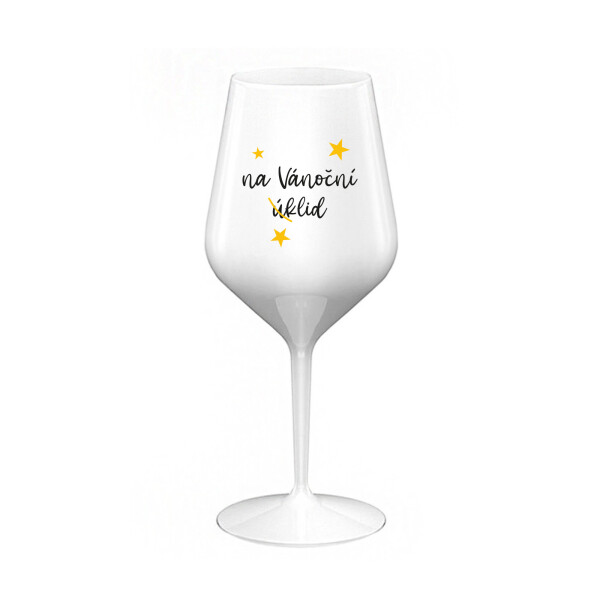 NA VÁNOČNÍ ÚKLID - bílá nerozbitná sklenice na víno 470 ml
