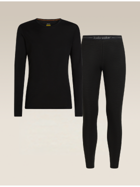 Pánské merino set triko + spodky ICEBREAKER Mens 175 Everyday LS Crewe and Leggings Set, Black velikost: XL