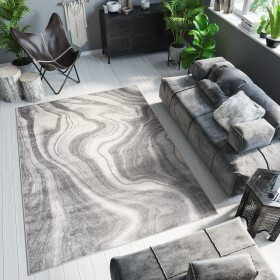 DumDekorace Světle šedý designový koberec s abstraktním vzorem