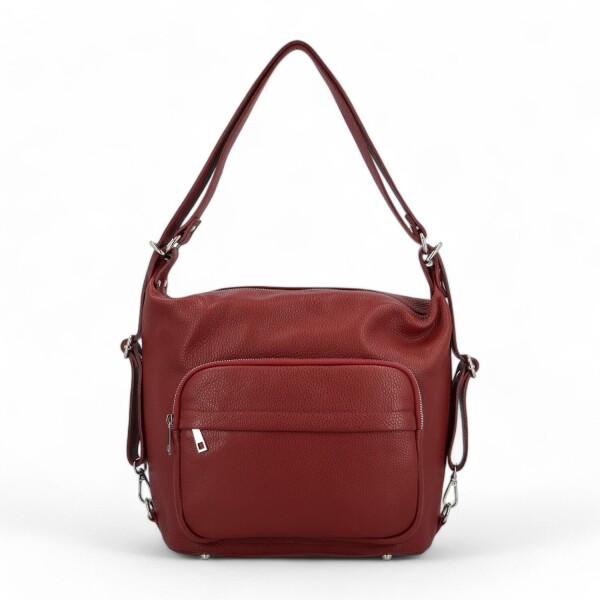 Módní dámský kožený kabelko-batoh Delami Aimy, tmavě červený