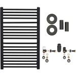 CERANO Koupelnový radiátorový set Antonio - ústřední výtápění - boční připojení - 484W - černá matná - 860x550 mm