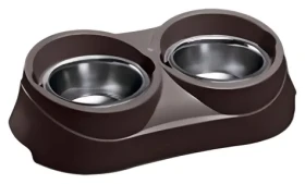 Ferplast DUO Feed 01 / Dvojmiska pro psy / Nerezová / Plastový držák / 0,4 l (340750)