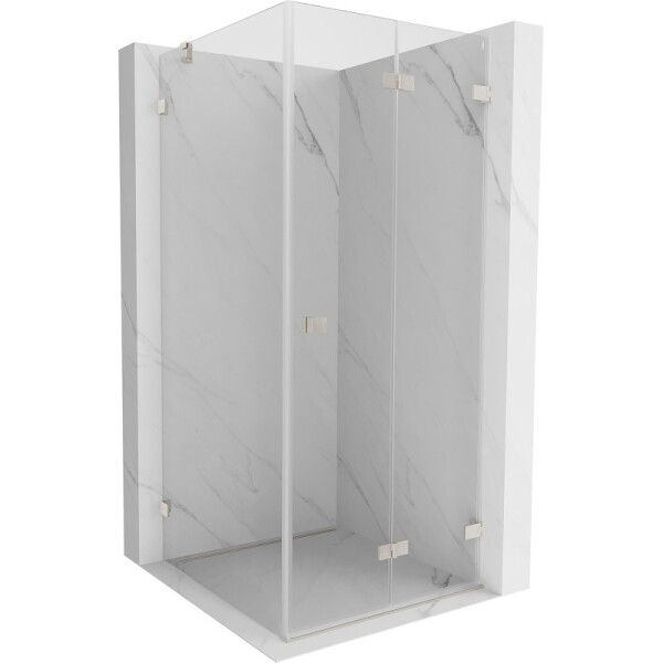 MEXEN/S - Lunar-F sprchový kout skládací dveře pravá 90 x 90, transparent, nikl kartáčovaný 836-090-090-97-00-P