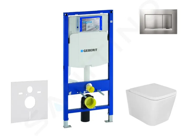 GEBERIT - Duofix Set předstěnové instalace, klozetu Arkas a sedátka softclose, tlačítko Sigma30, lakovaný chrom mat/chrom SANI11CA1113